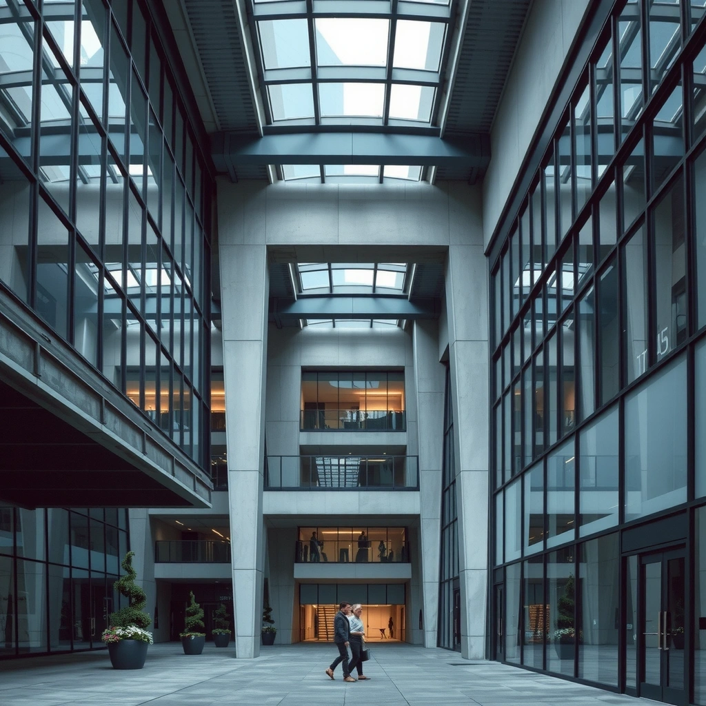 Modern architectural details with glass and steel elements